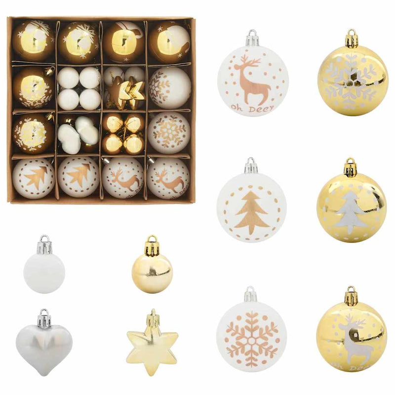 vidaXL Karácsonyi Díszgömb Készlet 40 pcs Fehér és Arany