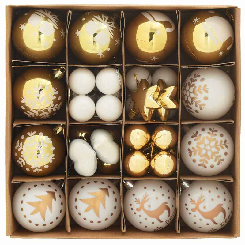 vidaXL Karácsonyi Díszgömb Készlet 40 pcs Fehér és Arany