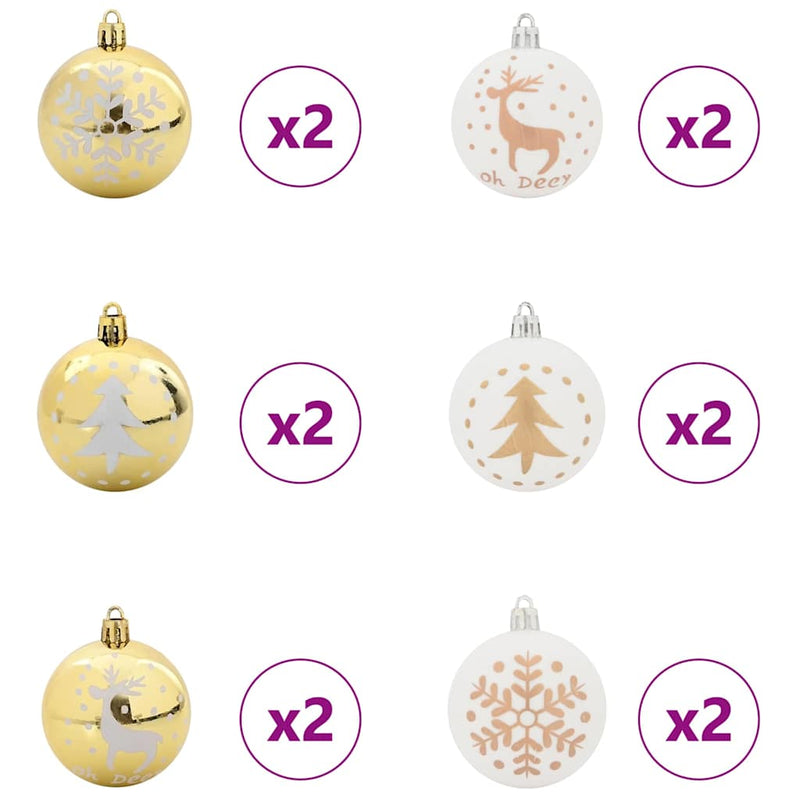 vidaXL Karácsonyi Díszgömb Készlet 40 pcs Fehér és Arany