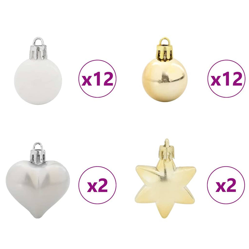 vidaXL Karácsonyi Díszgömb Készlet 40 pcs Fehér és Arany