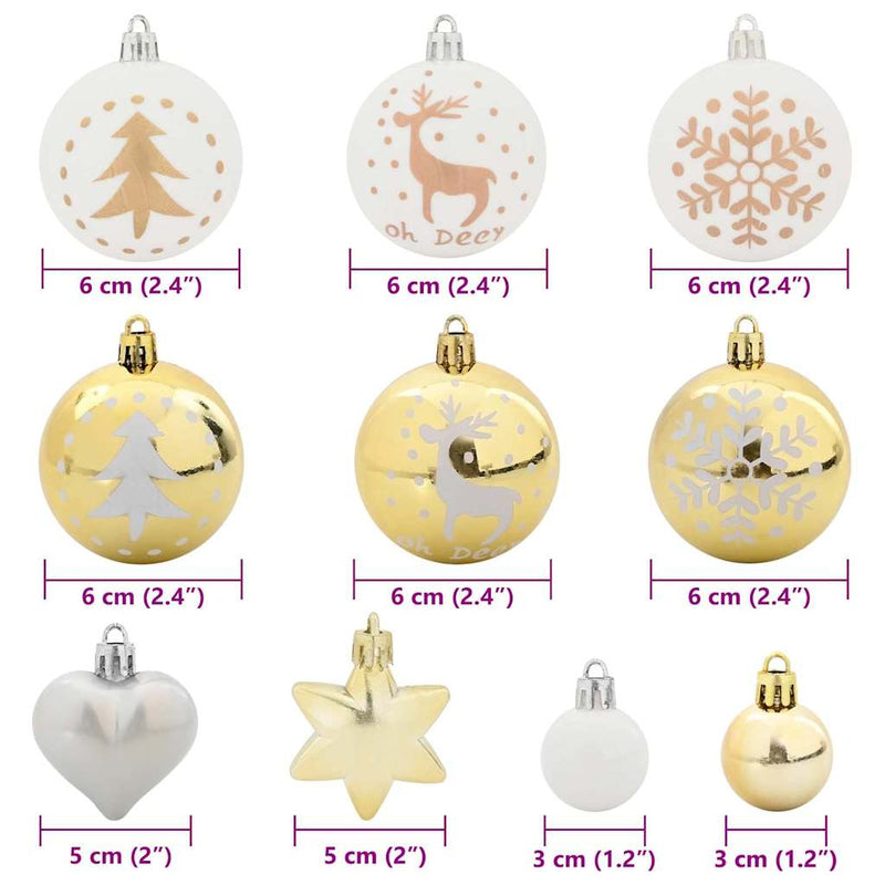 vidaXL Karácsonyi Díszgömb Készlet 40 pcs Fehér és Arany