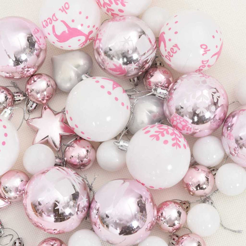 vidaXL Karácsonyi Díszgömb Készlet 40 pcs Fehér és rózsaszín