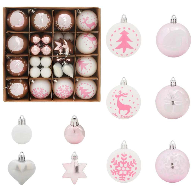 vidaXL Karácsonyi Díszgömb Készlet 40 pcs Fehér és rózsaszín