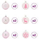 vidaXL Karácsonyi Díszgömb Készlet 40 pcs Fehér és rózsaszín Műanyag