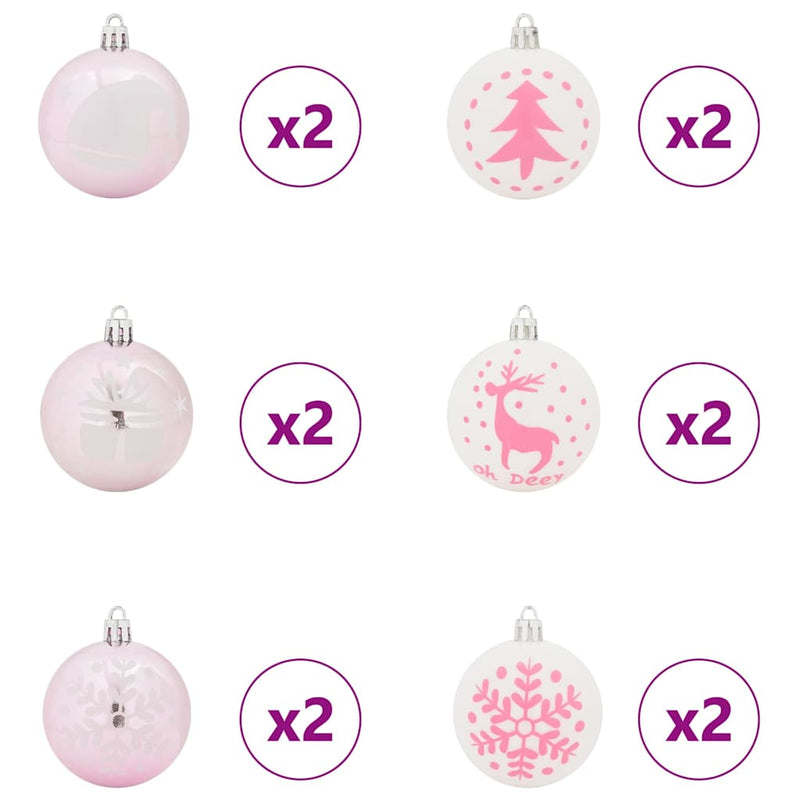 vidaXL Karácsonyi Díszgömb Készlet 40 pcs Fehér és rózsaszín