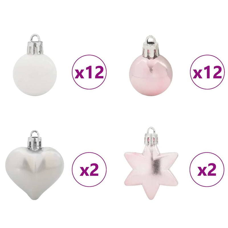 vidaXL Karácsonyi Díszgömb Készlet 40 pcs Fehér és rózsaszín