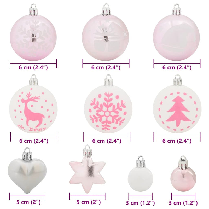 vidaXL Karácsonyi Díszgömb Készlet 40 pcs Fehér és rózsaszín