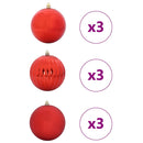 vidaXL Karácsonyi Díszszett XL 9 db Piros Műanyag