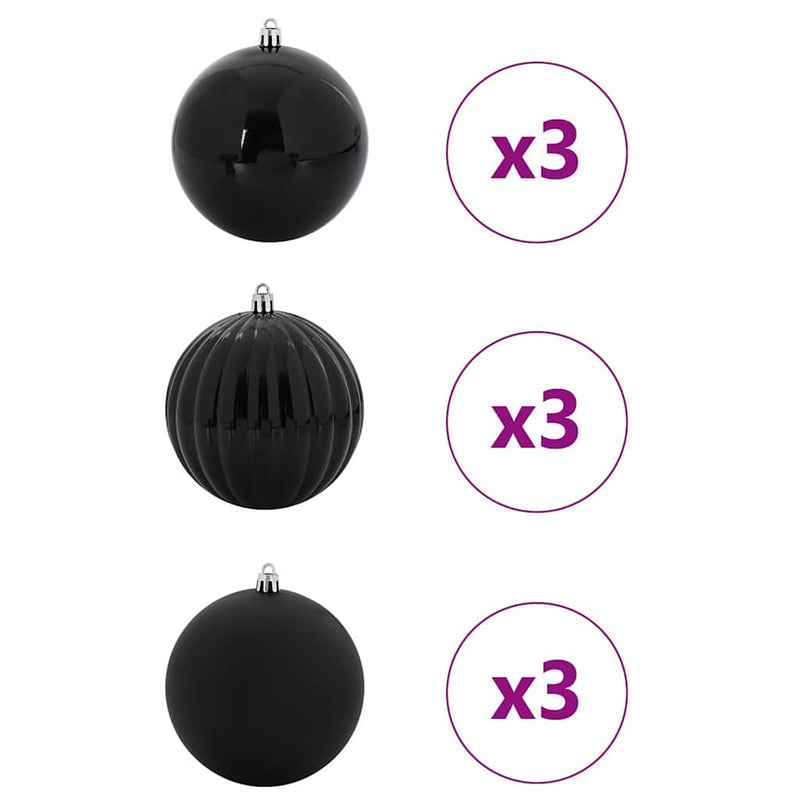 vidaXL Karácsonyi Díszgömb Készlet 9 pcs Fekete