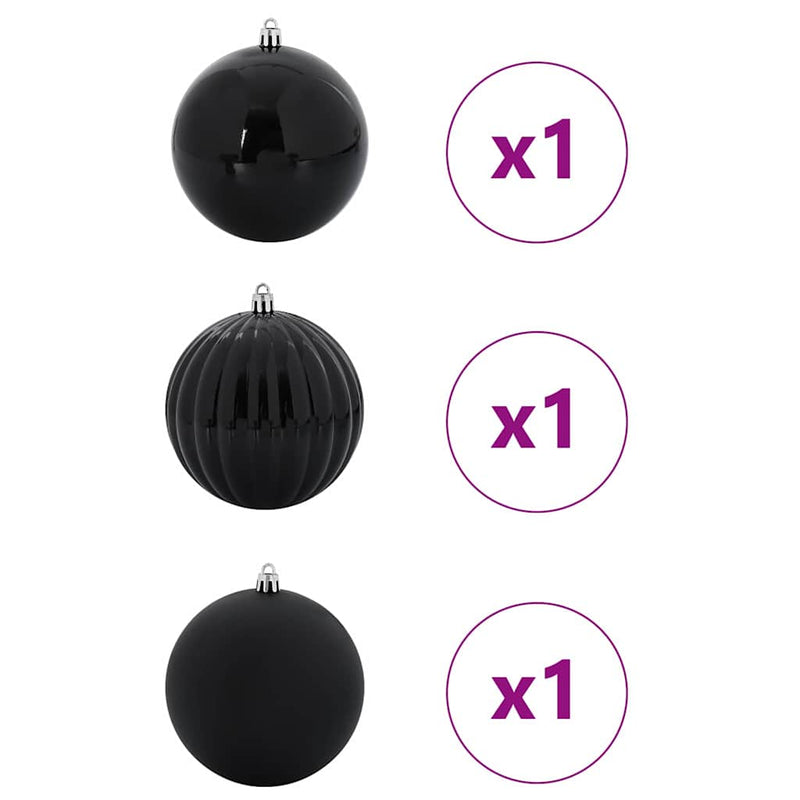 vidaXL Karácsonyi Díszgömb Készlet 3 pcs Fekete
