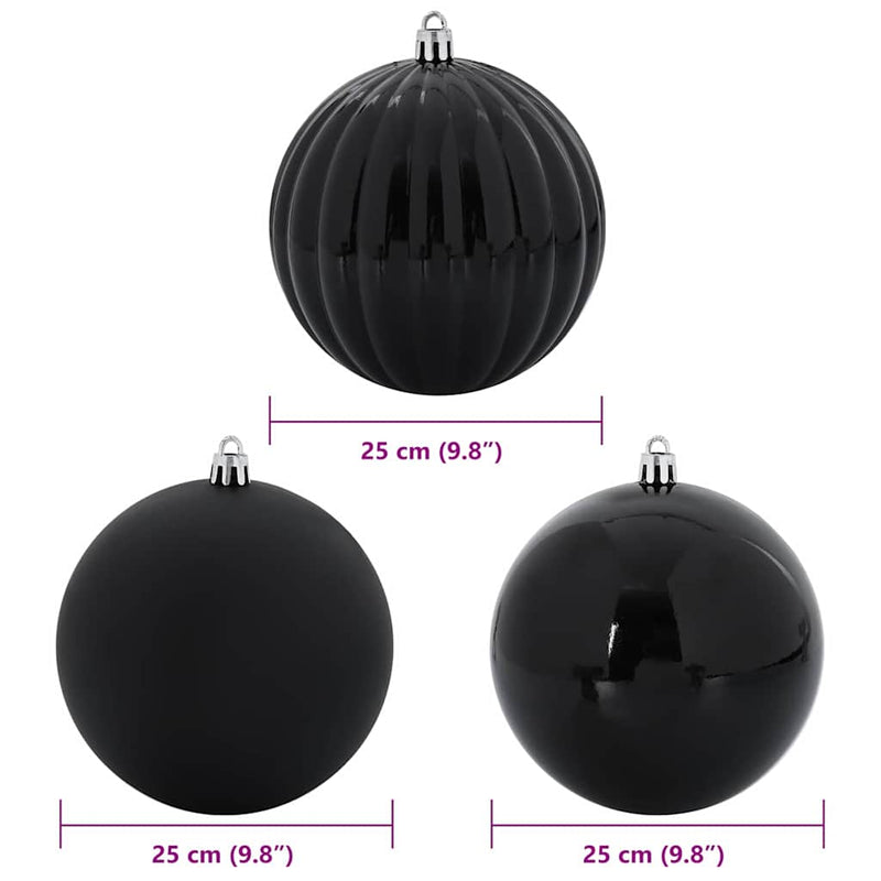 vidaXL Karácsonyi Díszgömb Készlet 3 pcs Fekete