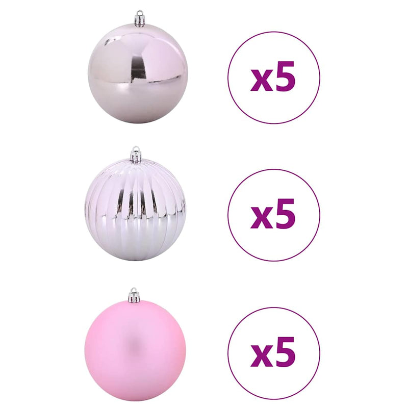vidaXL Karácsonyi Díszgömb Készlet 15 pcs Rózsaszín