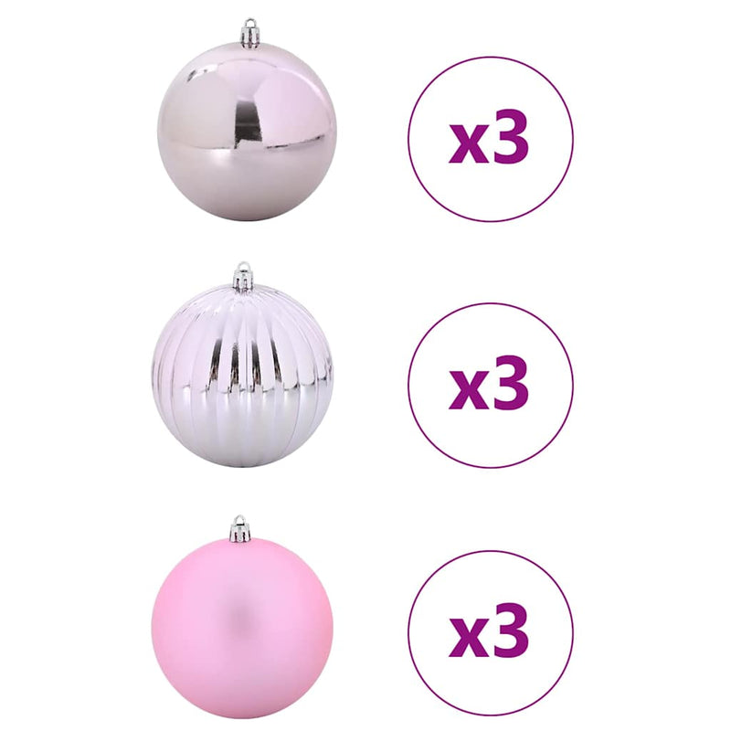 vidaXL Karácsonyi Díszgömb Készlet 9 pcs Rózsaszín