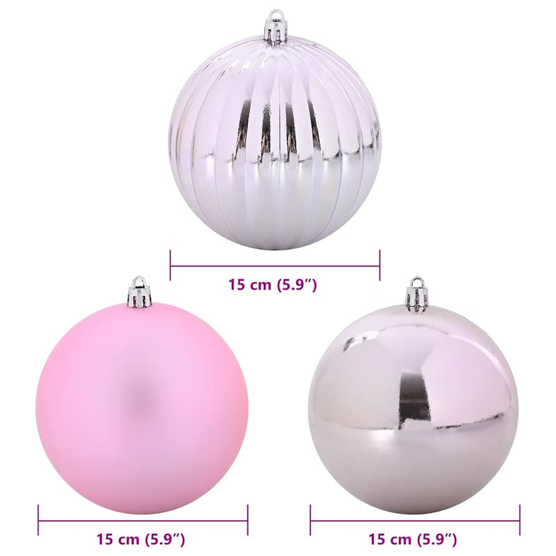 vidaXL Karácsonyi Díszgömb Készlet 9 pcs Rózsaszín