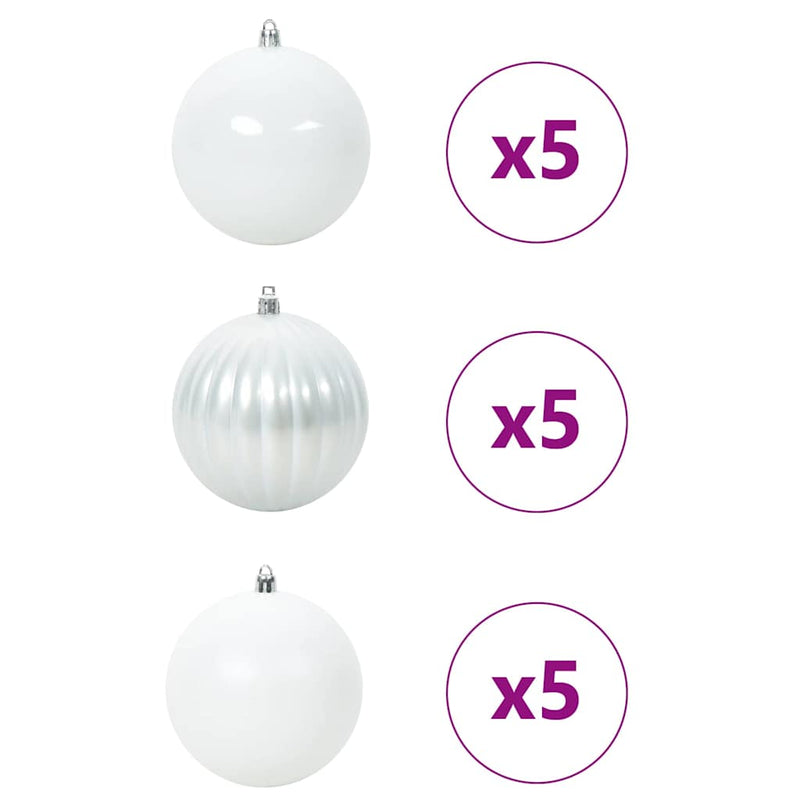 vidaXL Karácsonyi Díszgömb Készlet 15 pcs Fehér