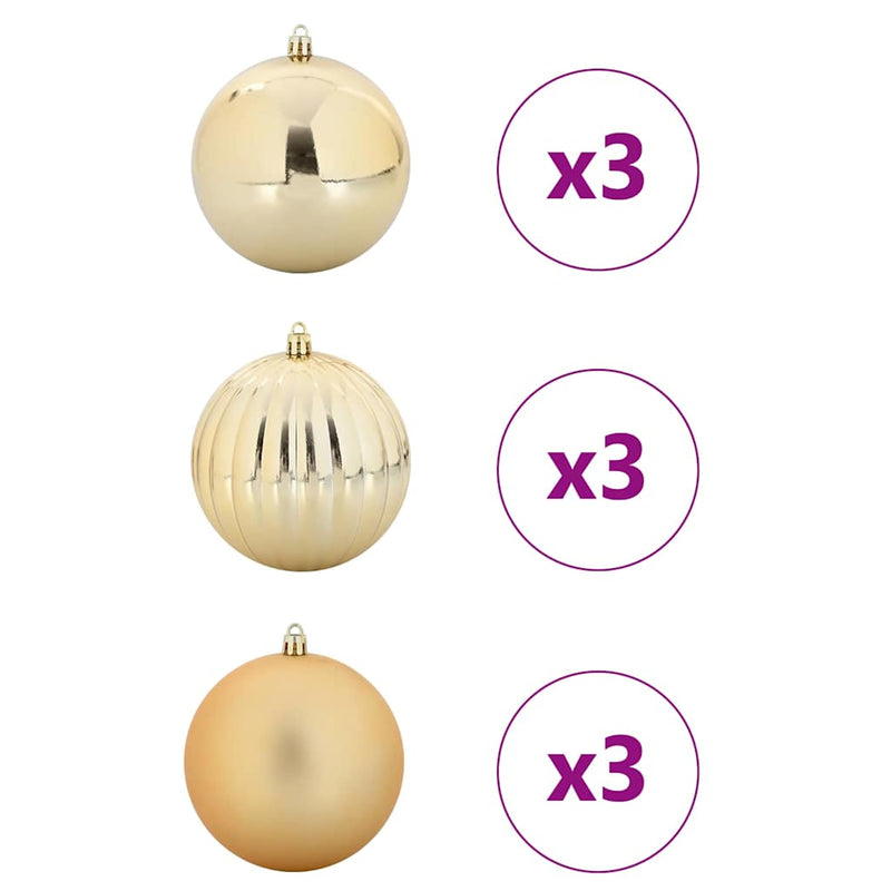 vidaXL Karácsonyi Díszgömb Készlet 9 pcs Arany