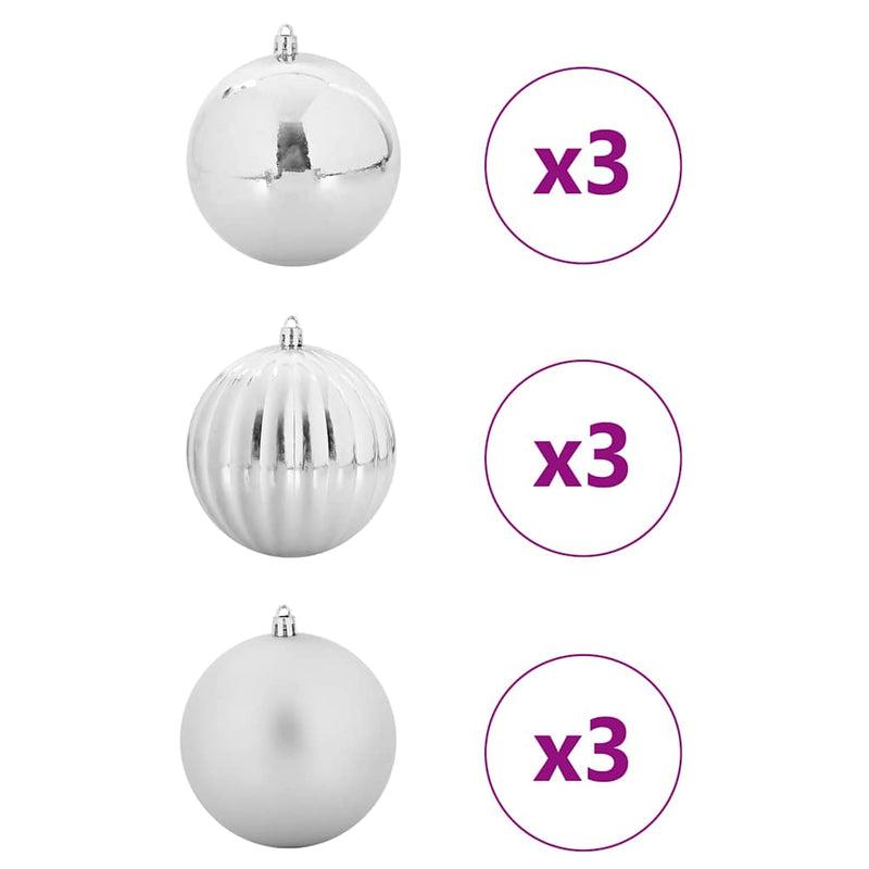 vidaXL Karácsonyi Díszgömb Készlet 9 pcs Ezüst