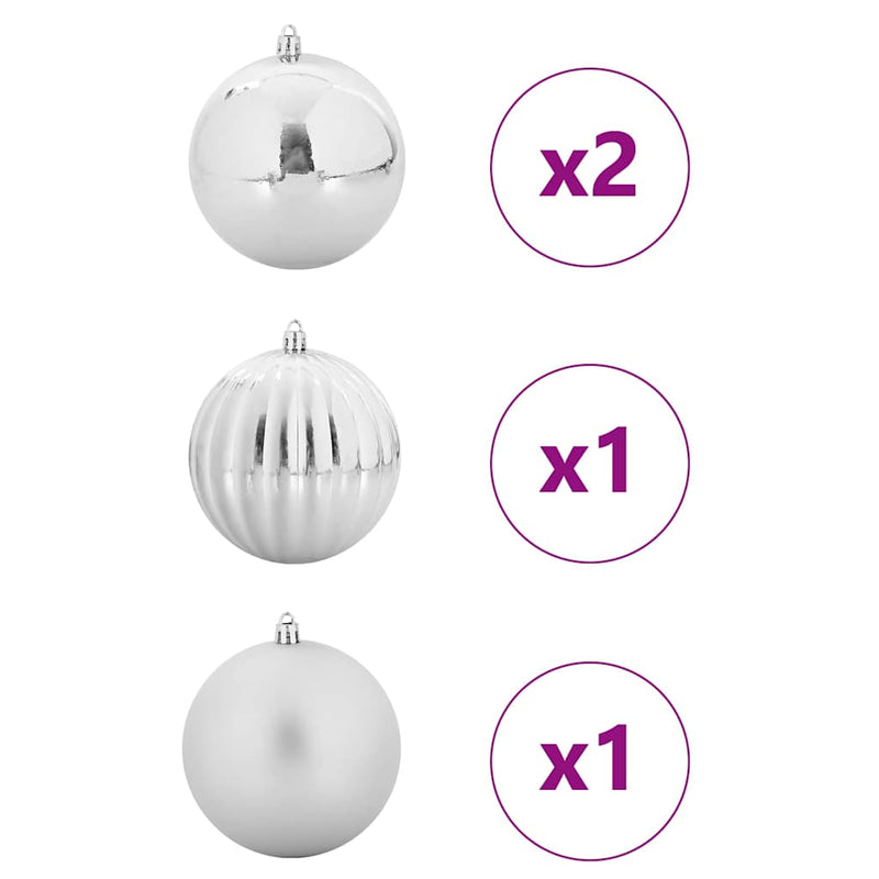 vidaXL Karácsonyi Díszgömb Készlet 4 pcs Ezüst
