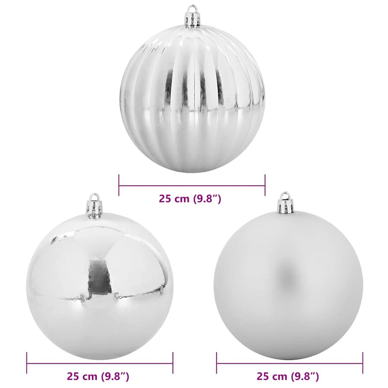 vidaXL Karácsonyi Díszgömb Készlet Egyéb 3 pcs Ezüst Ø 25 cm