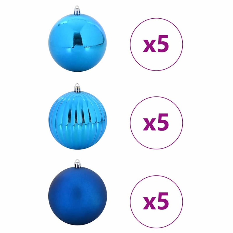 vidaXL Karácsonyi Díszgömb Készlet 15 pcs Kék