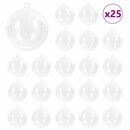 vidaXL Karácsonyi Díszgömb Készlet 25 pcs Átlátszó Ø 8 cm