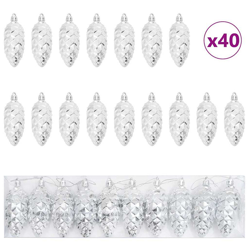 vidaXL Karácsonyi tobozlabda 40 pcs Ezüst