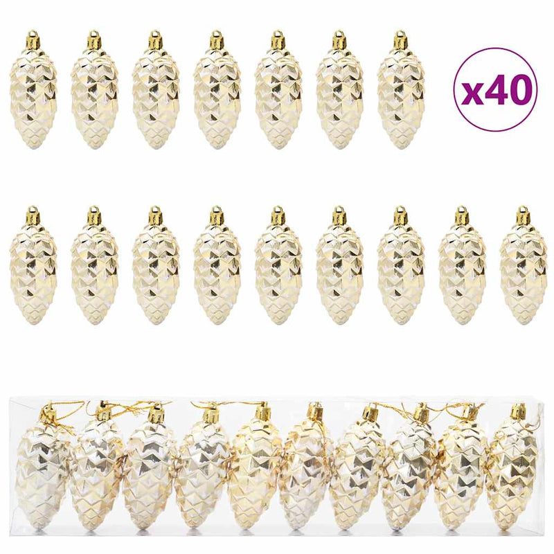 vidaXL Karácsonyi tobozlabda 40 pcs Arany
