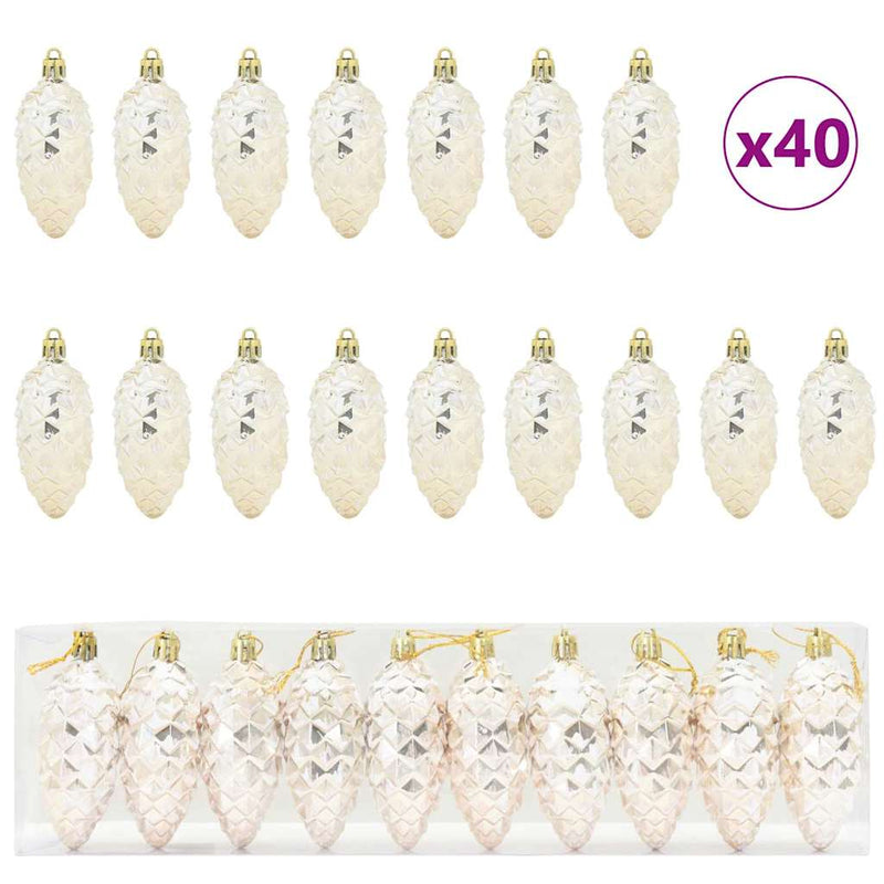 vidaXL Karácsonyi tobozlabda 40 pcs pezsgőszín