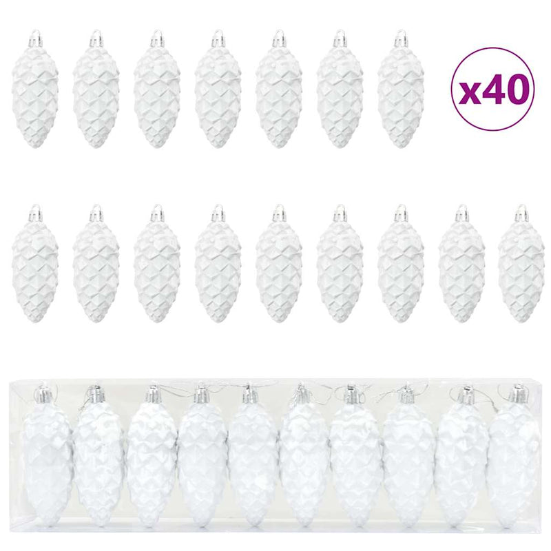 vidaXL Karácsonyi tobozlabda 40 pcs Fehér