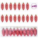 vidaXL Karácsonyi tobozlabda 40 pcs Piros Műanyag