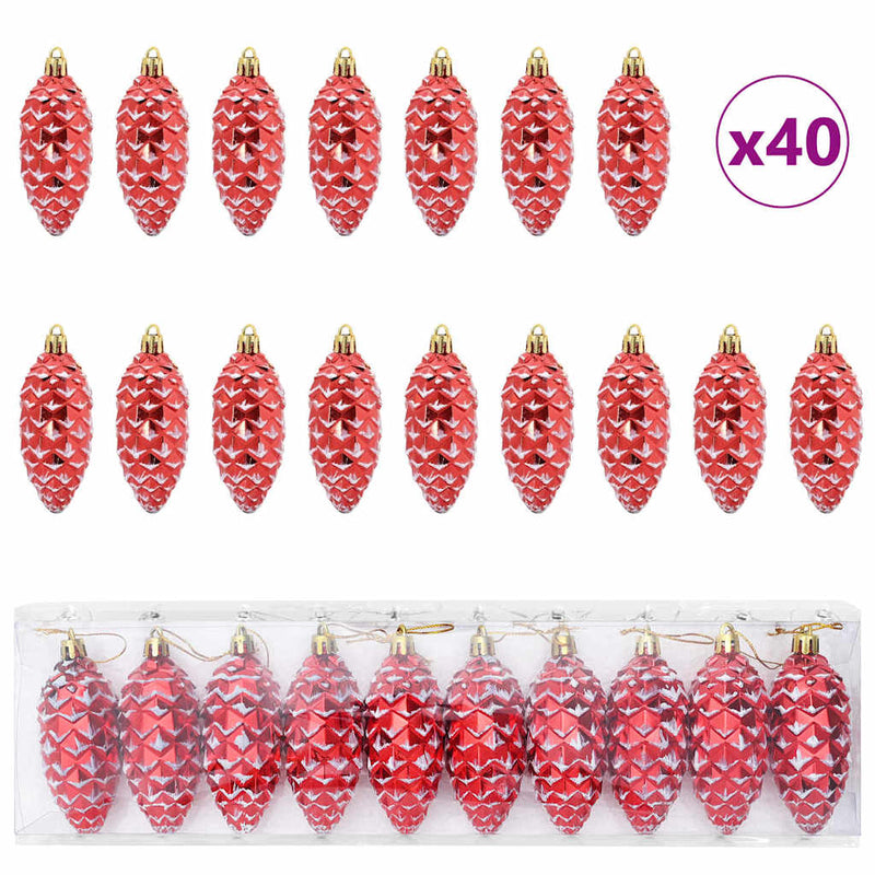 vidaXL Karácsonyi tobozlabda 40 pcs Piros