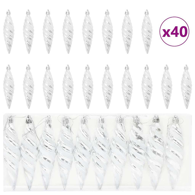 vidaXL Karácsonyi Spirális Alakú Gömb 40 pcs Ezüst