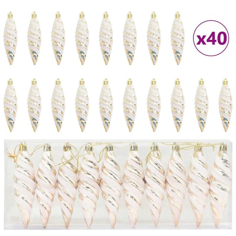 vidaXL Karácsonyi Spirális Alakú Gömb 40 pcs pezsgőszín