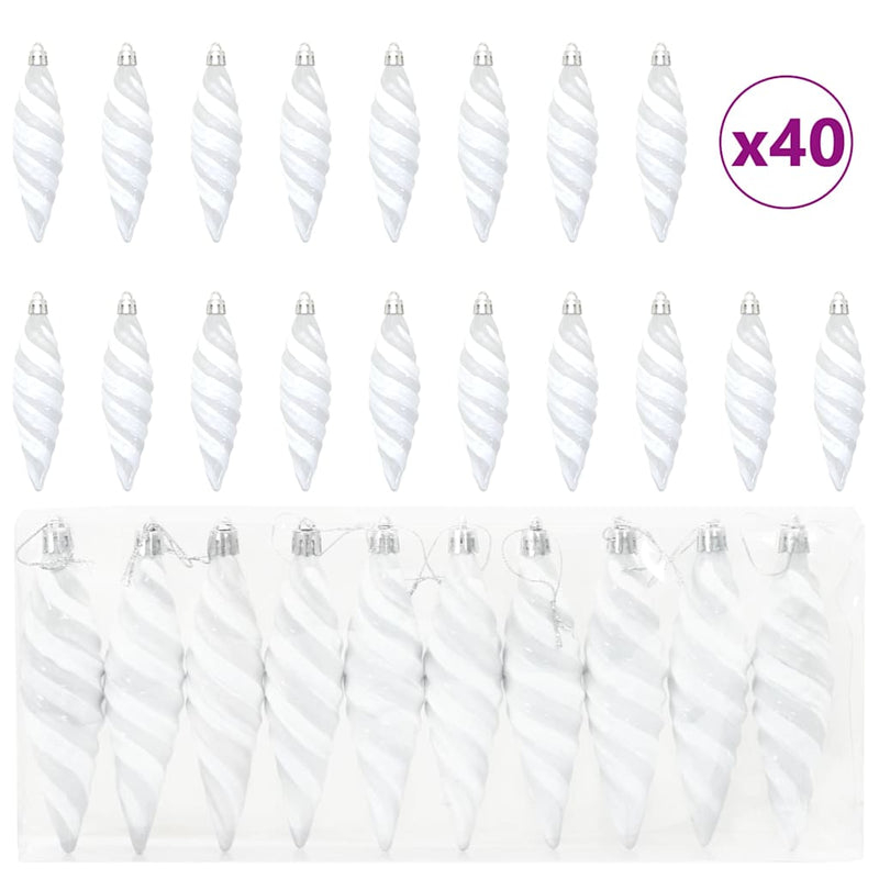 vidaXL Karácsonyi Spirális Alakú Gömb 40 pcs Fehér