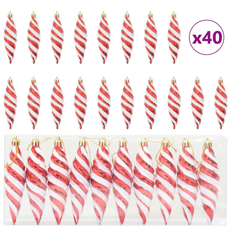 vidaXL Karácsonyi Spirális Alakú Gömb 40 pcs Piros