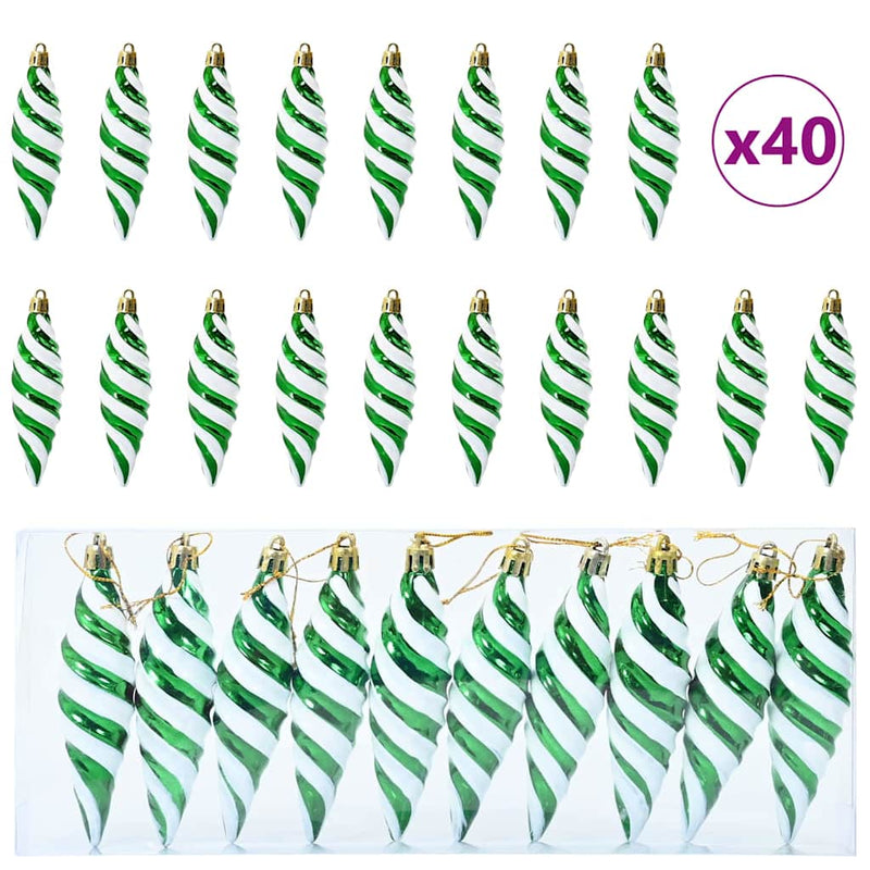vidaXL Karácsonyi Spirális Alakú Gömb 40 pcs Zöld