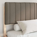 vidaXL Ágykeret Kárpitozott Fejtámlával Tópszínű 150 x 200 cm