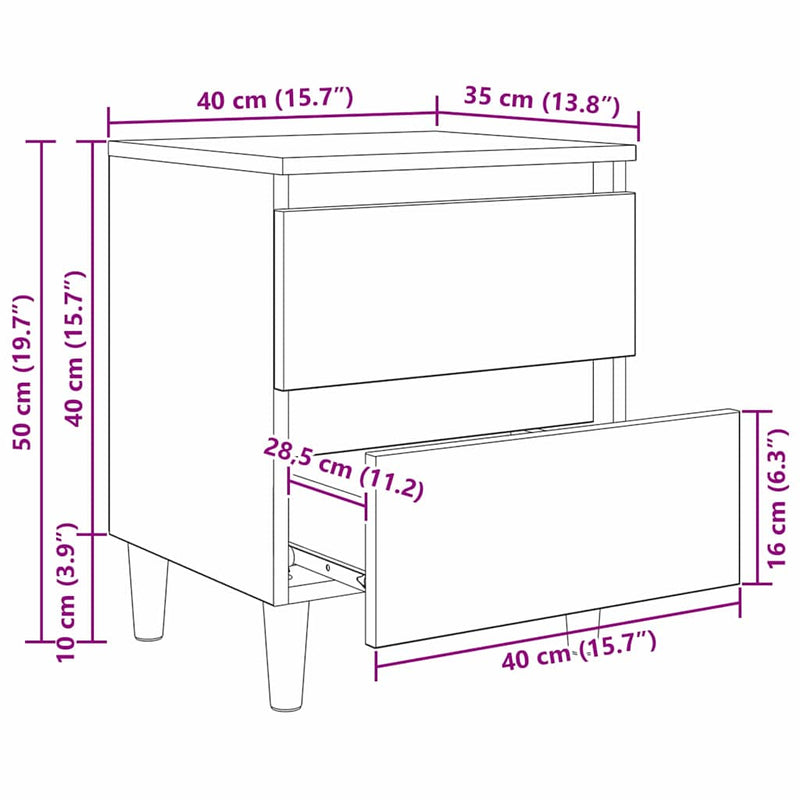 vidaXL Ágyat tartó szekrény fiókkal Öreg fa 40 x 35 x 50 cm Faanyag