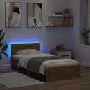 vidaXL Ágykeret LED -es lámpákkal Artisan tölgy 100 x 200 cm Faanyag