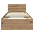 vidaXL Ágykeret LED -es lámpákkal Artisan tölgy 100 x 200 cm Faanyag