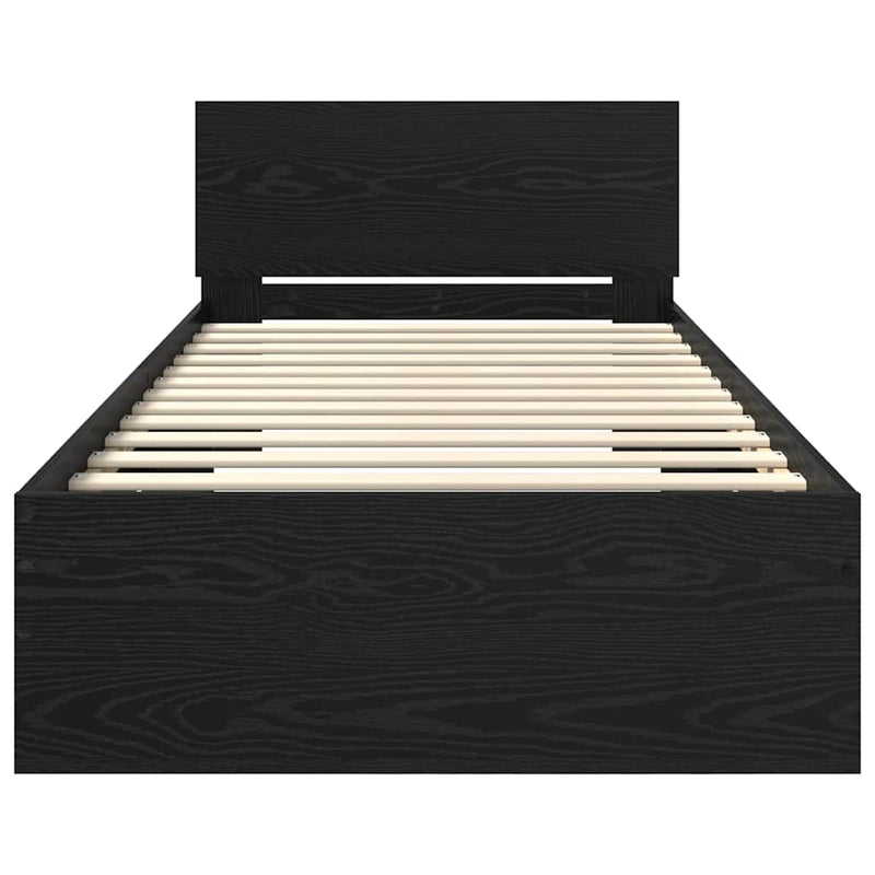 vidaXL Ágykeret LED -es lámpákkal Fekete tölgy 100 x 200 cm Faanyag