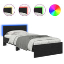 vidaXL Ágykeret LED -es lámpákkal Fekete tölgy 90 x 200 cm Faanyag