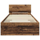 vidaXL Ágykeret LED -es lámpákkal Öreg fa 90 x 190 cm Faanyag