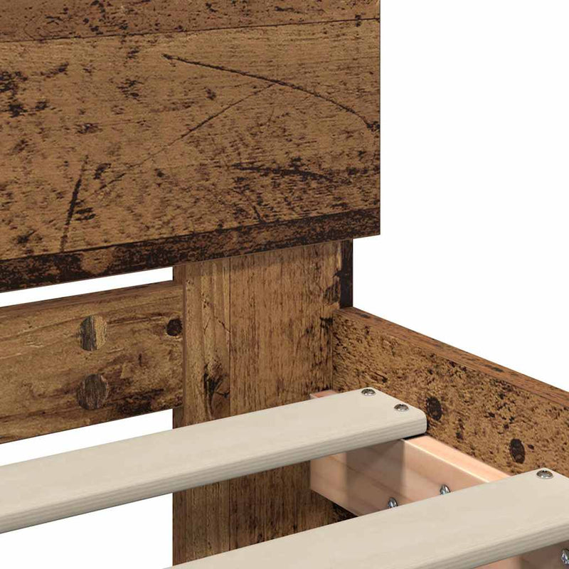 vidaXL Ágykeret LED -es lámpákkal Öreg fa 75 x 190 cm Faanyag