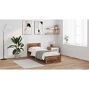 vidaXL Ágykeret LED -es lámpákkal Öreg fa 75 x 190 cm Faanyag
