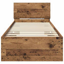 vidaXL Ágykeret LED -es lámpákkal Öreg fa 75 x 190 cm Faanyag