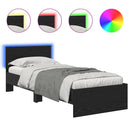 vidaXL Ágykeret LED -es lámpákkal Fekete tölgy 75 x 190 cm Faanyag