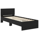 vidaXL Ágykeret LED -es lámpákkal Fekete tölgy 75 x 190 cm Faanyag