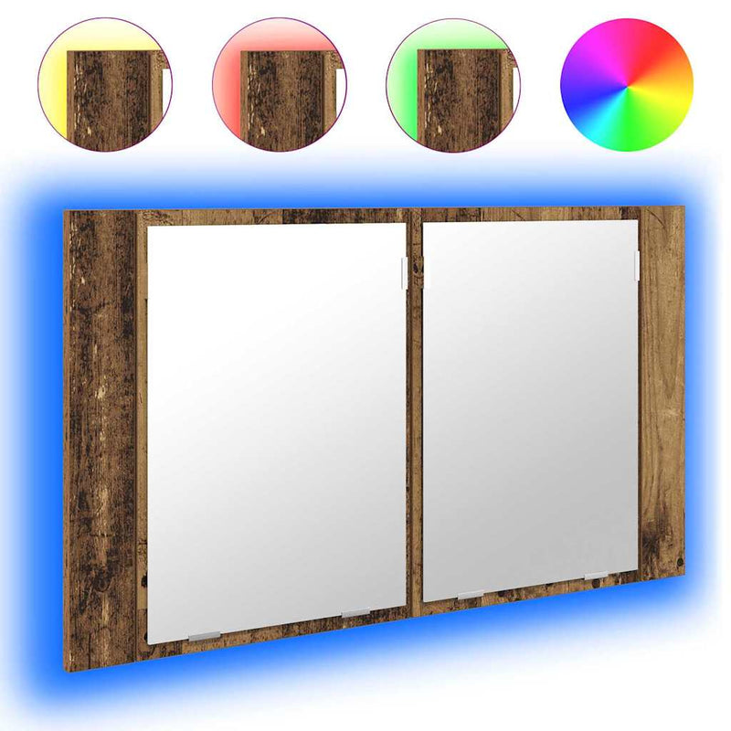 vidaXL Fürdőszobai tükörszekrény Öreg fa 80 x 12 x 45 cm Faanyag