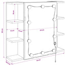 vidaXL Tükörszekrény polcokkal Fekete tölgy 70 x 16,5 x 60 cm Faanyag